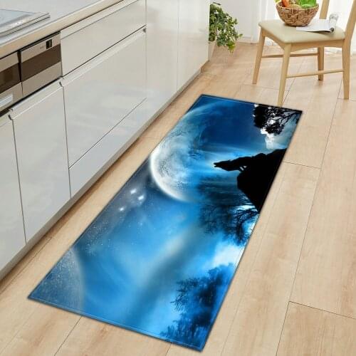 Modern Kitchen Floor Mat Microfiber Living Room Carpet 3D Printed Anti-Skid Water-Absorbent Doormat Bedroom New Year Decoration