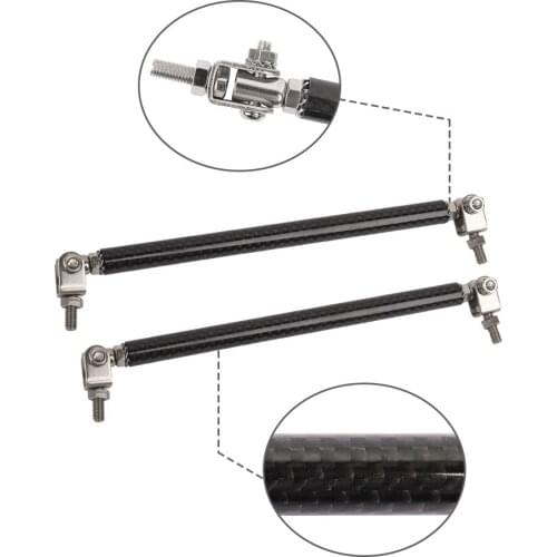 2Pcs 150MM 200MM Universal Adjustable Racing Carbon Fiber Look Front Bumper Lip Splitter Support Bar Kit Car Styling