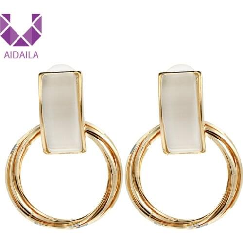 Dangle Drop Earrings 1 Pair Square Resin Copper Metal High Quality Fashion Design Round Circle
