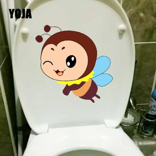 YOJA 22X18.6CM Lovely Little Bee Wall Sticker Toilet Seat Decal Cartoon Mural Kids Room Decor T5-0811