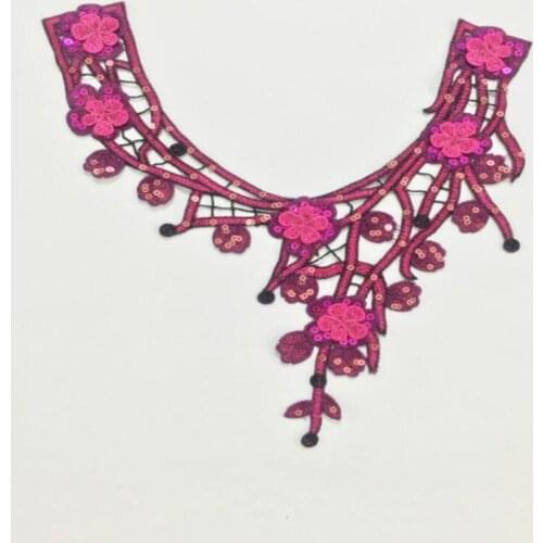 1piece Flower Embroidered Lace Neck Collar Motif Applique Venise Sew on Scrapbooking Patches