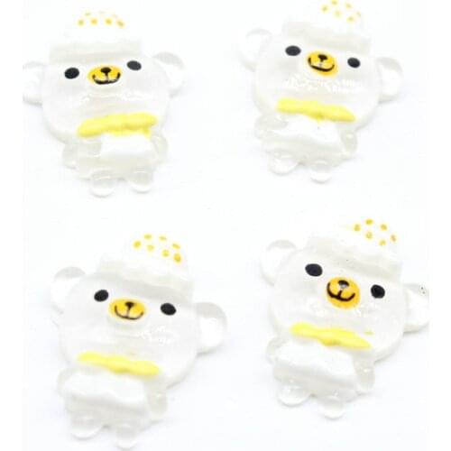 250pcs Glitter Shiny Kawaii Lovely Bear Flatback Resin Decoration Cabochon 22mm*18mm Cabs