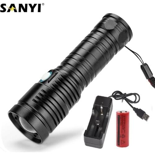4 Modes LED Flashlight USB Rechargeable Tactical Flashlights Zoomable Focus Torch Waterproof Camping Lanterna Use 26650 Battery