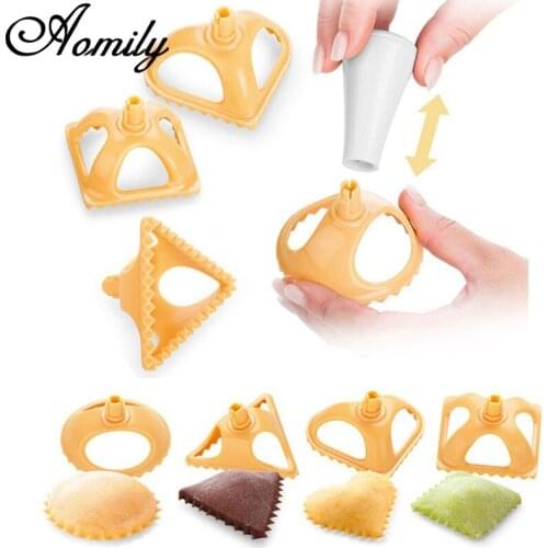 Aomily 4pcs/Set DIY 3D Dumpling Moulds Dough Press Ravioli Fruits Pie Mould Cookie Home Pastry Baking Cooking Tools Kitchenware