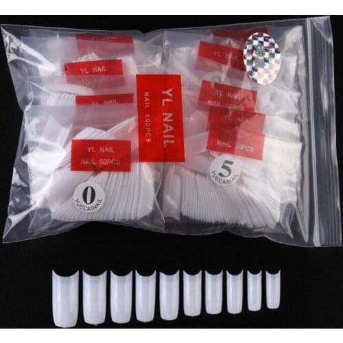 500 x French Nail Tips C Curve French False Nail Tips half Nail Art Acrylic Tip 10size UV Gel Half French (finger) Nail Art Tips