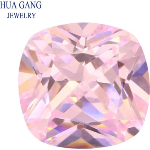 7A 3x3~15x15mm Light Pink Color Cushion Cut Shape Loose CZ Stone Beads Brilliant Cut Synthetic Gems Cubic Zirconia For Jewelry