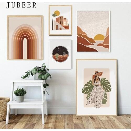 Abstract Landscape Poster Wall Art Mid Century Modern Canvas Prints Line Posters and Prints Gallery Wall Picture for Living Room