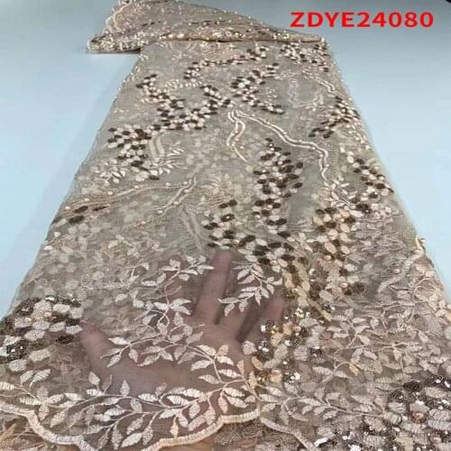 African Lace Fabric 2021 High Quality Lace Embroidered Bead Lace 5 Yards Sewing Dresses for Women Wedding