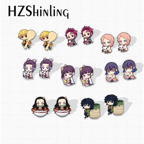 2020 New Acrylic Earrings Demon Slayer Cute Anime Cartoon Characters Kimetsu no Yaiba Epoxy Stud Earrings
