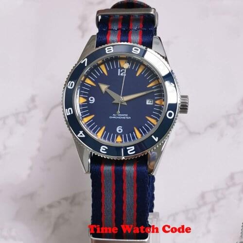 Corgeut 41mm Automatic Men’s Wristwatch Miyota 8215 Blue Dial Date Display Sapphire Glass Nylon Strap Ceramic Bezel Insert