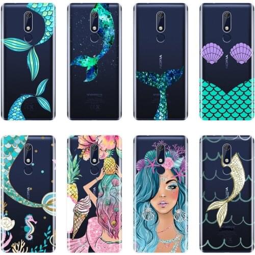 TPU For Nokia 2.1 3.1 5.1 6.1 7.1 Plus Phone Case Silicone Soft Mermaids Girl Fish Fish Back Cover For Nokia 2.1 3.1 5.1 6.1 7.1