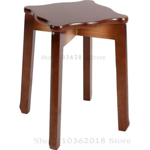 Log Solid Wood Stool Can Be Stacked Nordic Living Room Square Stool Creative Dining Table Stool Makeup Stool Simple Walnut Color