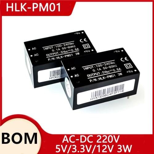 HLK-PM01 HLK-PM03 HLK-PM12 AC-DC 220V to 5V/3.3V/12V mini power supply module,intelligent household switch power supply module