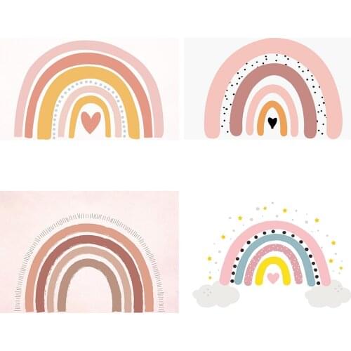 Baby Shower Backdrops Pink Yellow Rainbow Star Love Newborn Photography Backgrounds Girl Birthday Decor Photo Studio Photophone