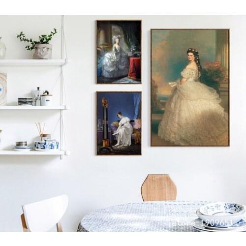 Cotton no frame classical palace figures woman queen canvas printings oil painting printed on cotton wall art decoration picture