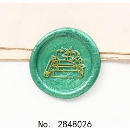 Book pile with flowers wax Seal Stamp,Floral Seal Stamp Kit invitation seal,gift envelope packing seal,Book seal stamp