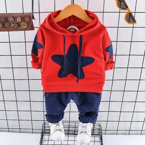 Newborn Clothing Set Casual Autumn Baby Set Kids Long Sleeve Sports Set Cartoon Star Hoodies Coat T-shirt Pants Infant Clothes