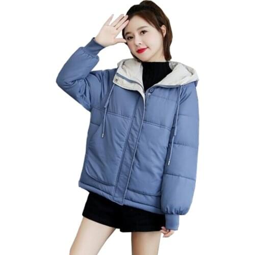 2020 Students short winter parka women korean fashion loose down cotton coat hooded jacket Thick warm bread jacket oversize 2993
