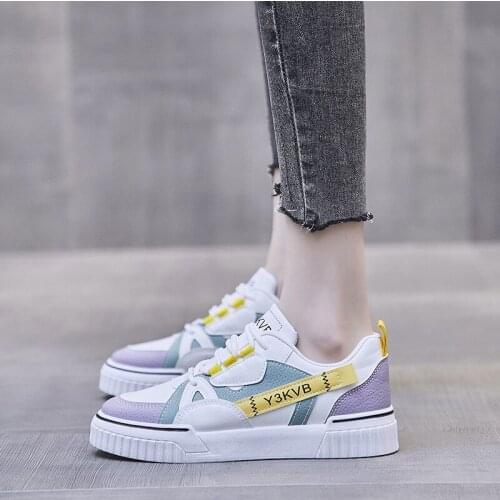 Patchwork White Shoes Female Wild New Student Board Shoes Female Ins Breathable Running Casual Shoes Sneakers