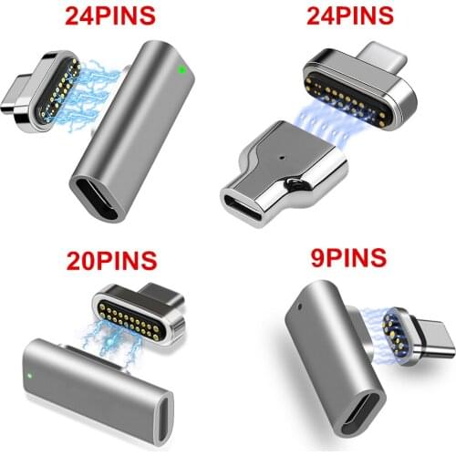 Magnetic USB C Adapter 9pins 20Pins 24pins Type C Connector USB PD 100W Quick Charge 10Gbp/s Data For More Type C Device