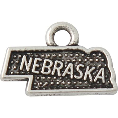 RAINXTAR Fashion State Nebraska Alloy Vintage Map Charms 50pcs 10*16mm AAC804