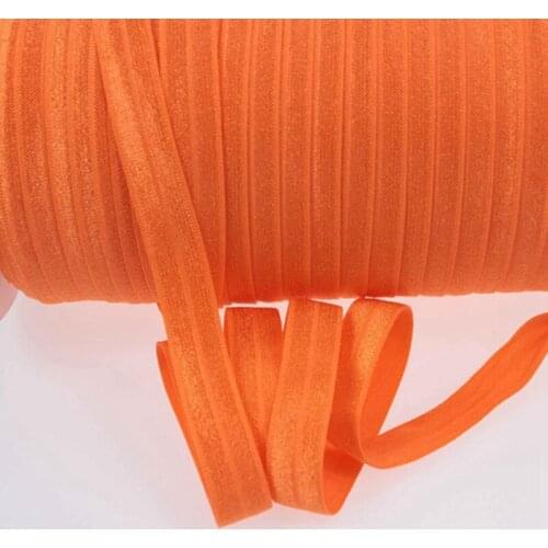 5/8 inch Solid Color Fold Over Elastic Ribbon-750 Torrid Orange, plain foe,50yards per lot