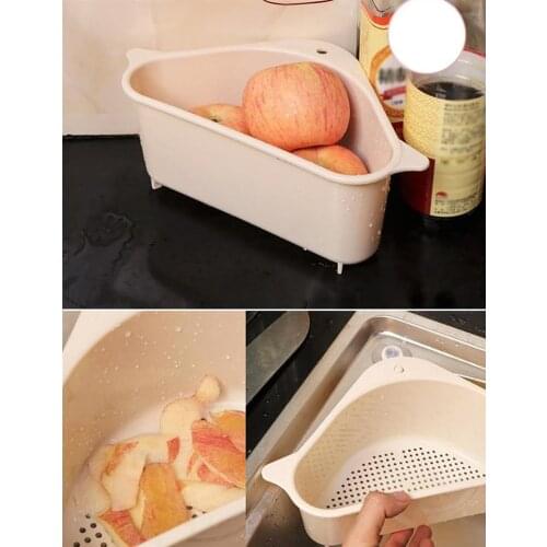 Plastic Sink Storage Holder Suction Cup Sink Drain Holder for Fruits Vegetables Sponge Soap Sponge Basket Kitchen Storage Coxeer
