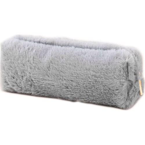 YYDS Solid Color Plush Pencil Case School Pencil Cases Bag Stationery For Girls School Supplies Tools