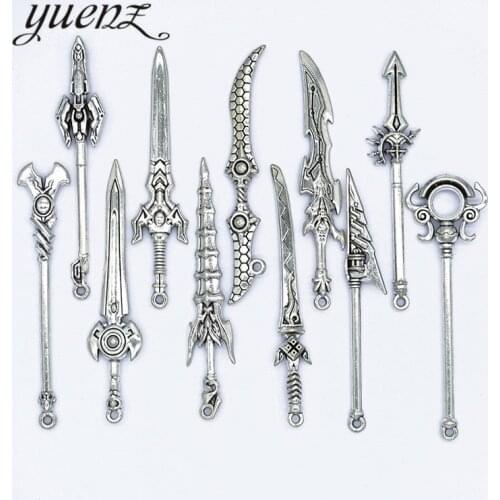 YuenZ 11pcs mix Antique Silver color Game animation weapon Charms for diy charms pendant necklace jewelry making U058-2