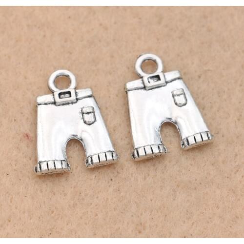 KJjewel Antique Silver Plated Trousers Charm Pendant for Jewelry Making Bracelet Jewelry Findings Accessories 18x14mm