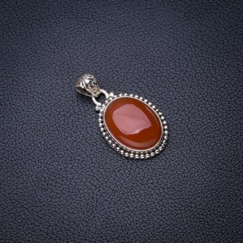 StarGems Natural Carnelian Handmade 925 Sterling Silver Pendant 1.5" E4064