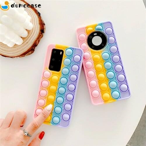 Bubble Pop Fidget Stress Autism Reliever Silicone Phone Case For Huawei P40 P30 Mate 40 30 Pro Honor 8X 9X Pro 10i 20i 10 Lite