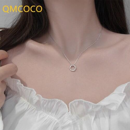 Trendy Korean Version Of Bamboo Circular Geometry Lady Necklace Simple Design Sweet Romantic Clavicle Chain 2021 Fashion Jewelry