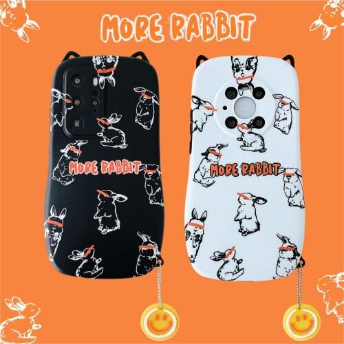 With Pendant Cat Ears 3D Fashion Cartoon Rabbit Case For HuaWei Mate 30 40 P40 Pro Trend Creative Minimalism Cover With Bracelet