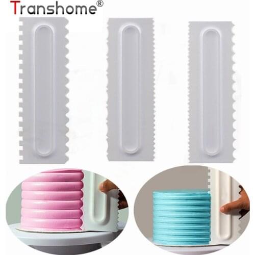 Transhome Cake Scraper 3Pcs/Set Cake Decorating Comb Icing Smoother Fondant Spatulas Cake Edge Smoother Cream Scraper Cake Tools