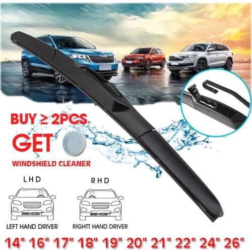 BEMOST Universal U-Type Car Wiper Blade 14"16"17"18"19"20"21"22"24"26" U Hook Windscreen Windshield Rubber Hybrid Auto Wipers
