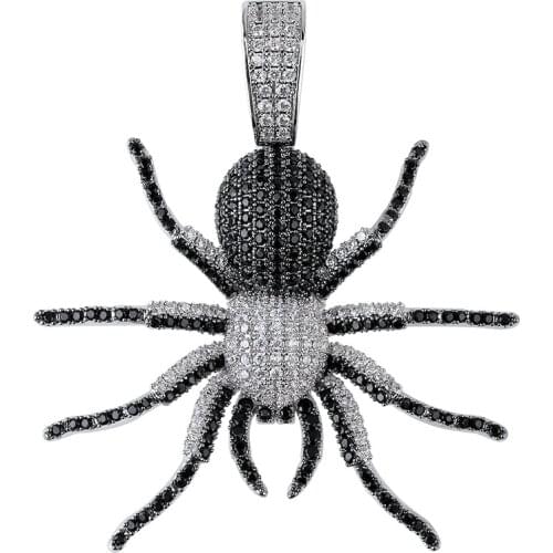 Vintage Spider Pendant Necklace For Men Women New Arrival Micro Pave Zircon Necklaces 3 Colors Fashion Hip Hop Jewelry