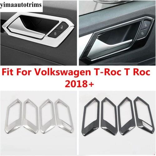 Inner Door Handle Bowl Frame Cover Trim For Volkswagen T-Roc T Roc 2018 - 2021 Stainless Steel Black Brushed / Silver Interior