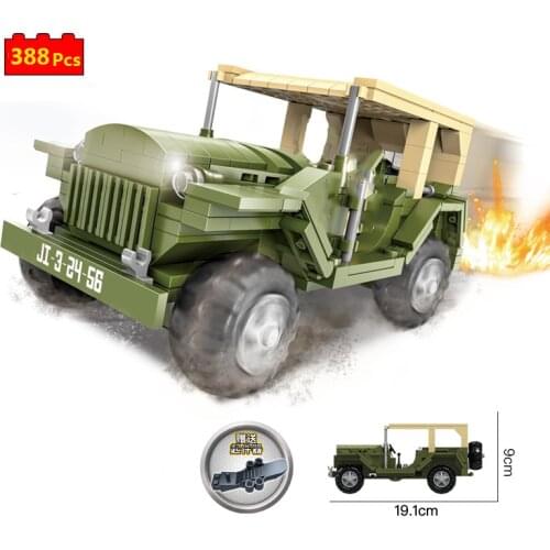Military series World War II Soviet GAZ67 off-road armored vehicle Soldier weapon DIY Model Building Blocks Bricks Toys Gifts