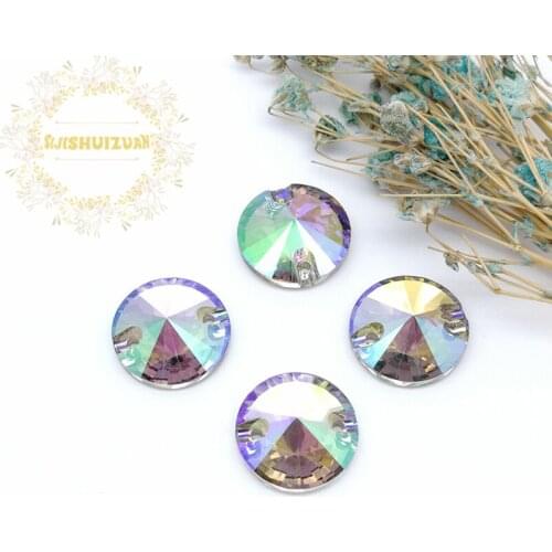 High-quality Ghost light 001GL Round Crystal Glass Sew-on Rhinestones with two holes DIY wedding Dresses and Clothes