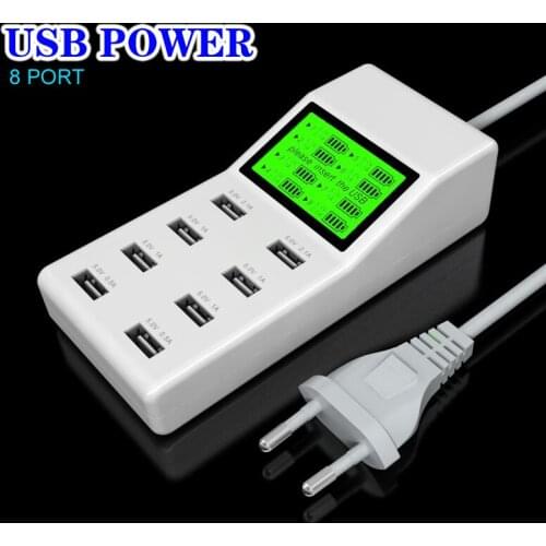 High speed LCD Universal USB 8-Port Home Wall Power Socket Station Charger Adaptor For Cell Phone Tablet Camera US EU UK