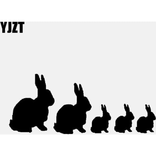YJZT 14.3CM*5.9CM Rabbit Animal Vinyl Car Sticker Decal Lovely Family Black/Silver C3-2154