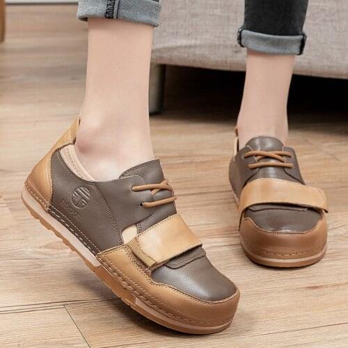 YourSeason Ladies Flats Shoes Genuine Leather Handmade Breathable Concise Leisure Women Lace Up Shoes Spring Autumn