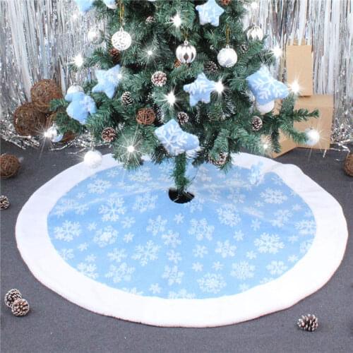 90cm 120cm Christmas Tree Skirt with Embroidered Snowflake Home Party Decor Christmas Party Decorations Tree Ornament U3