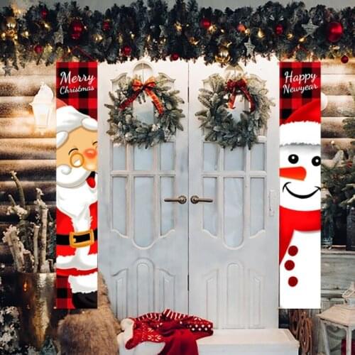 Santa Claus Door Curtain Cute Snowman Hanging Flag Couplet Home Celebrate Christmas Party Home Decoretion