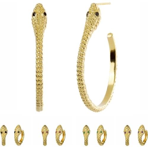 Aide Real 925 Sterling Silver Ear Studs Earrings For Girl Women 2021 Snake Huggie Color CZ Zircon Fine Jewelry kolczyki damskie