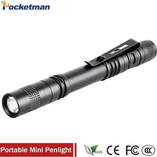 1Pcs Q5 LED Bright Mini Penlight 1000 Lumens Clip Pocket Lamp Light Ultra Slim Portable Flashlight Torch AAA