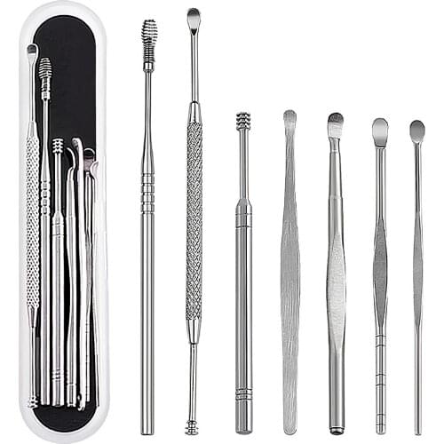 7pcs/set Ear Cleaner Wax Pickers Earpick Wax Remover Curette Ear Pick Cleaner Spoon Care Ear Clean Tool