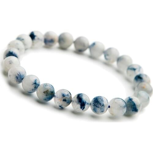 Genuine Natural Blue Rutilated Dumortierite Quartz Crystal Round Beads Bracelet 8mm Gemstone For Woman Lady Gift Bracelets