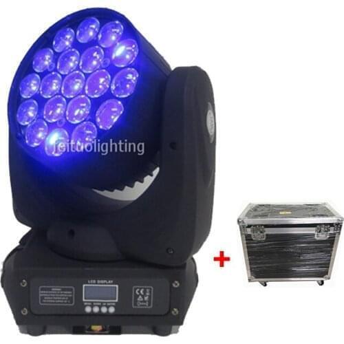 8pcs+Flycase Lyre Led Moving Head Zoom 19 x 15w RGBW 4in1 Led Moving Head Beam Light Mac Aura Dmx Strobe Moving Head Led Light